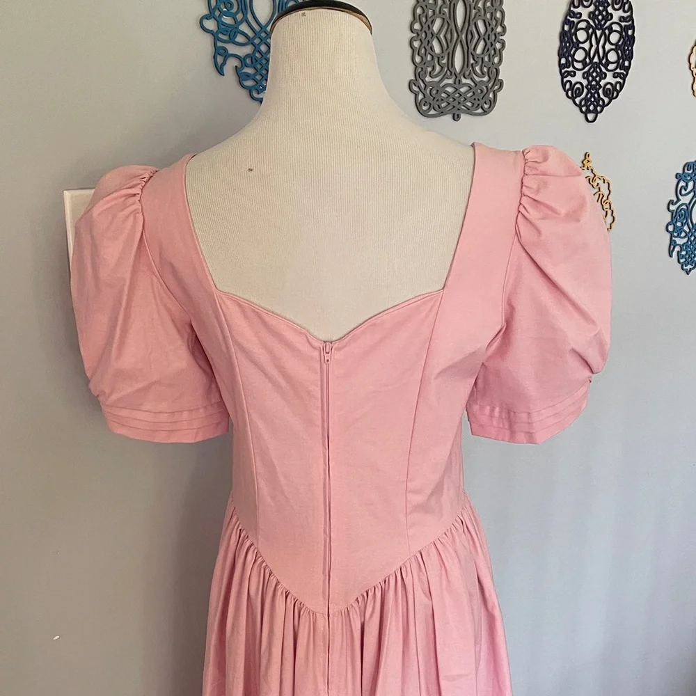 Vintage Laura Ashley Pink Puff Sleeve Prairie Dress size 12 - Picture 6 of 10